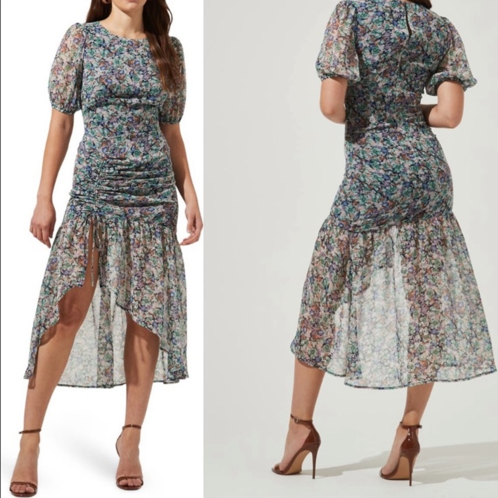 ASTR - black floral midi dress